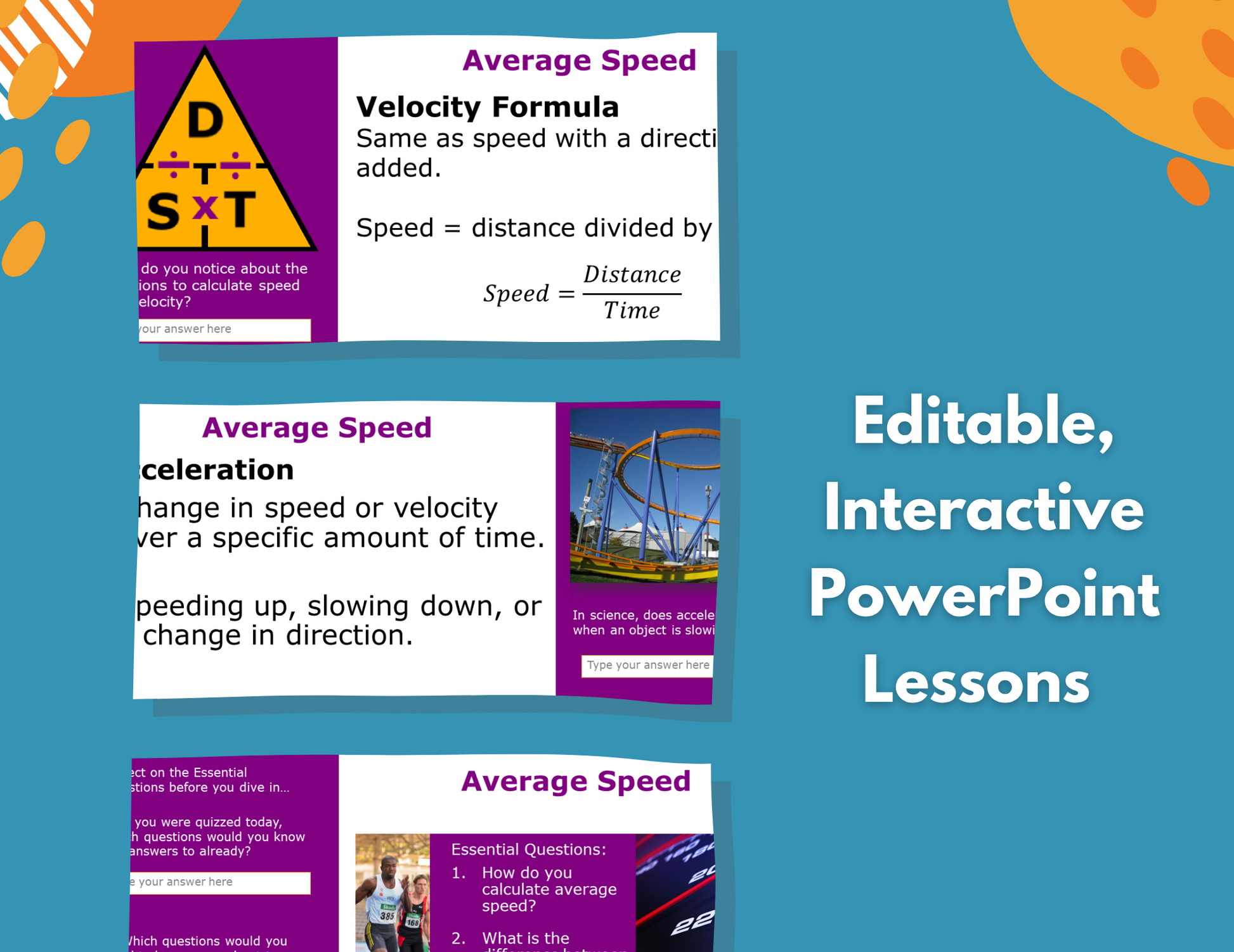Speed, Velocity, & Acceleration Complete Lesson Plan - MS