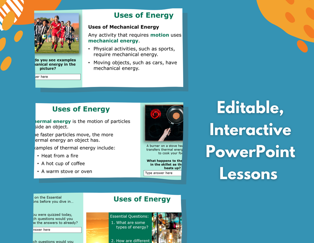 Uses of Energy - Complete Lesson Plan - 5th Grade
