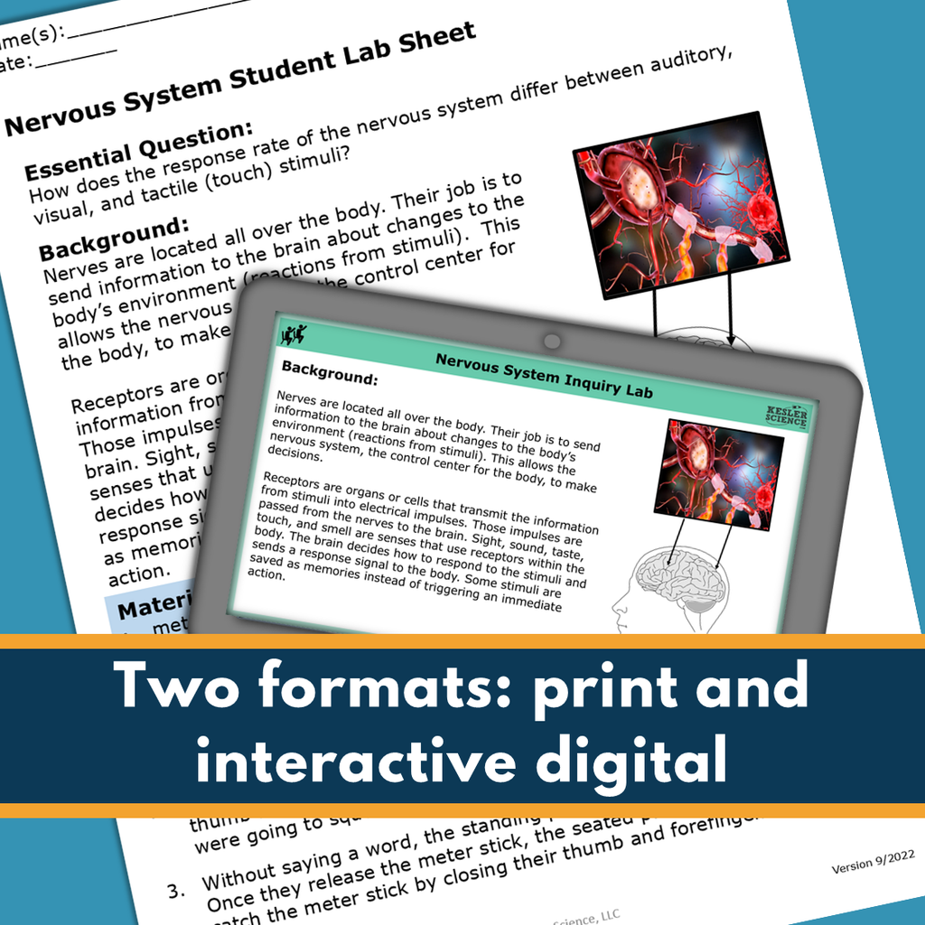 Nervous System Digital Inquiry Lab Virtual &  NGSS MS LS1-8