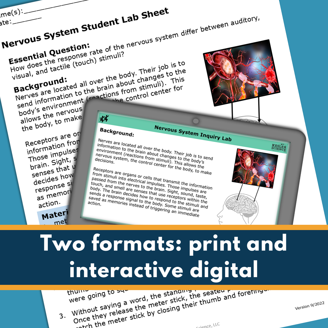 Nervous System Digital Inquiry Lab Virtual &  NGSS MS LS1-8
