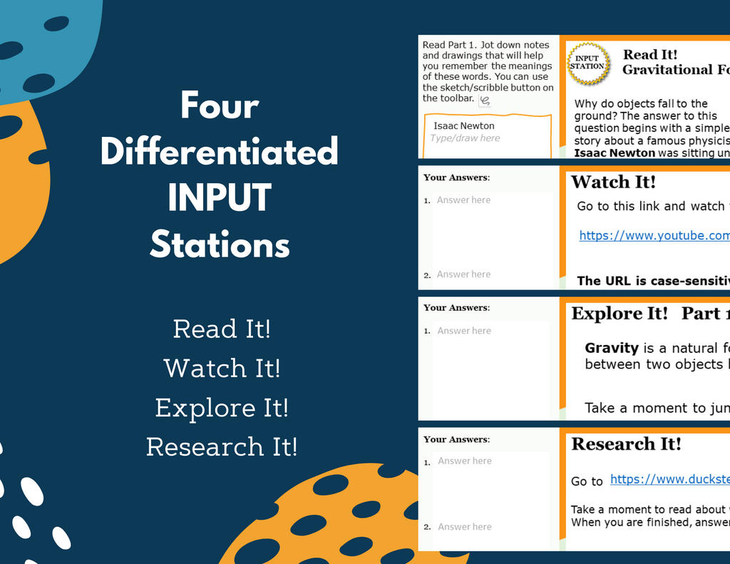 Gravitational Force - Student-Led Station Lab - 5th Grade