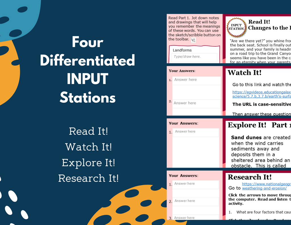 Changes to Earth's Surface - Student-Led Station Lab - 5th Grade