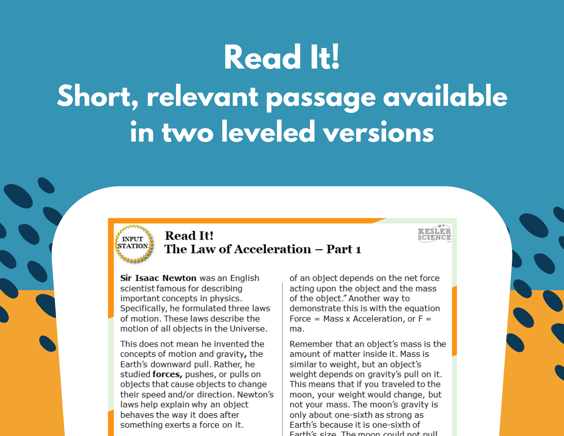 Newton's Second Law: Acceleration - Station Lab - MS