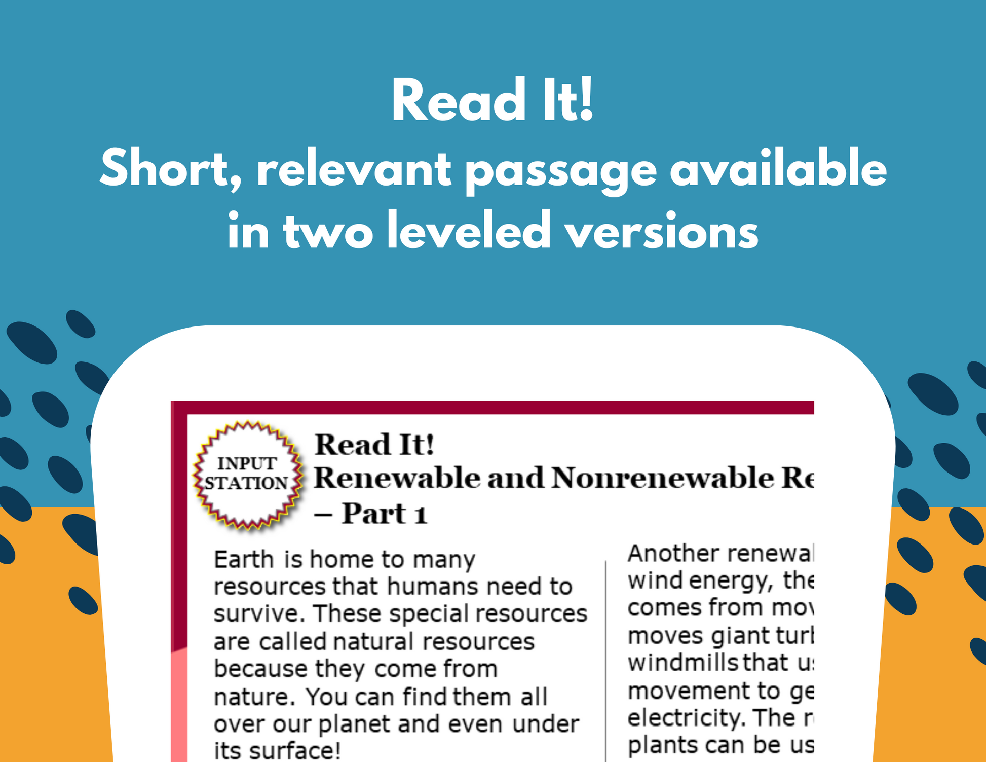 Renewable & Nonrenewable Resources - Student-Led Station Lab - 4th Grade