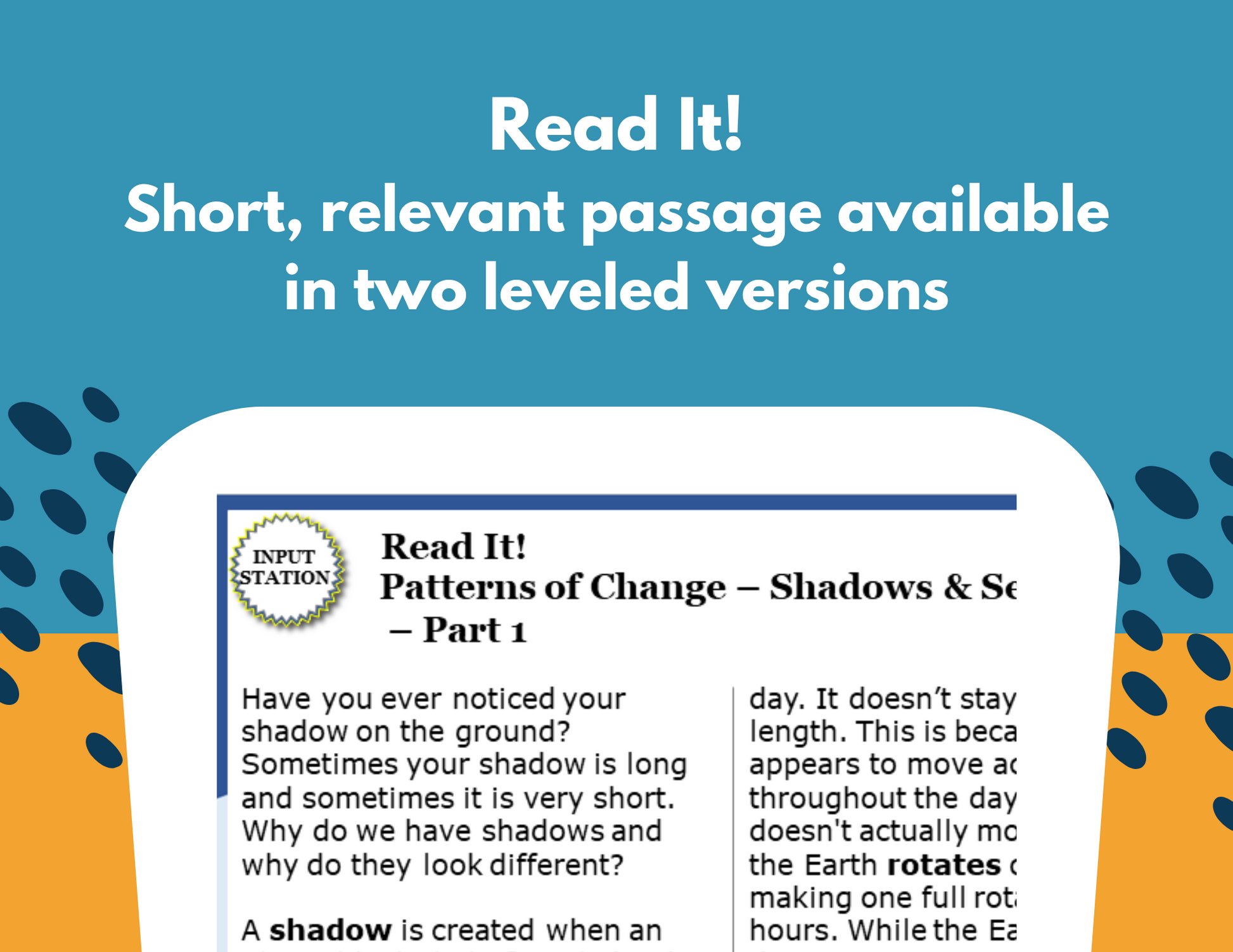 Patterns of Change - Shadows & Seasons - Student-Led Station Lab - 4th Grade