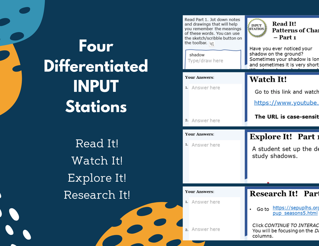 Patterns of Change - Shadows & Seasons - Student-Led Station Lab - 4th Grade