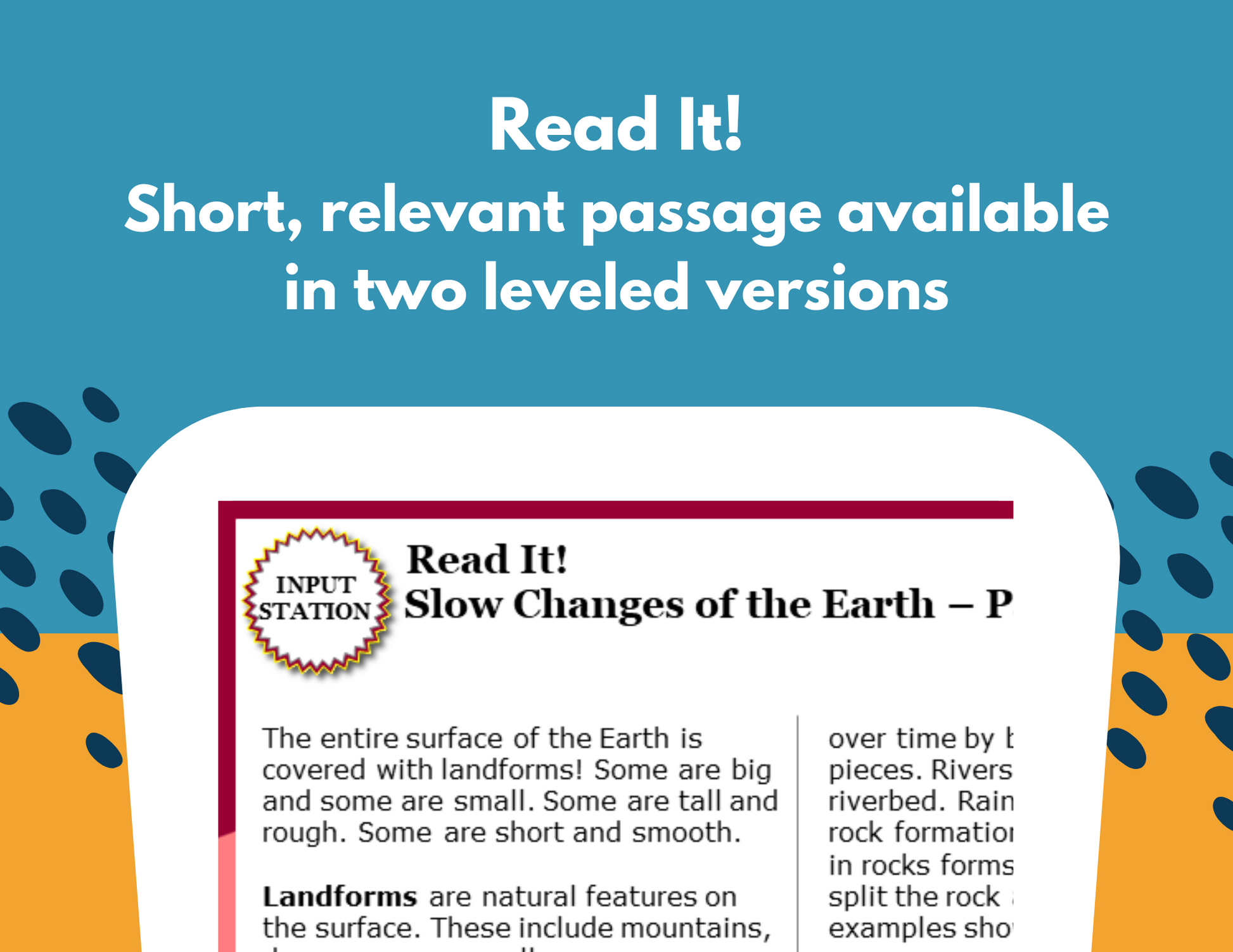Slow Changes of the Earth - Student-Led Station Lab - 4th Grade