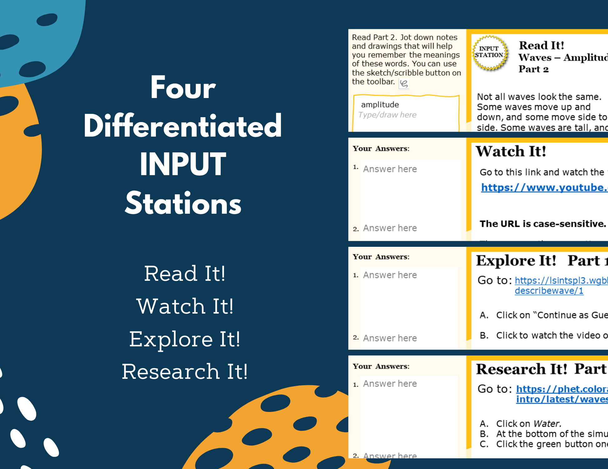 Waves: Amplitude, Wavelength, & Motion - Student-Led Station Lab - 4th Grade
