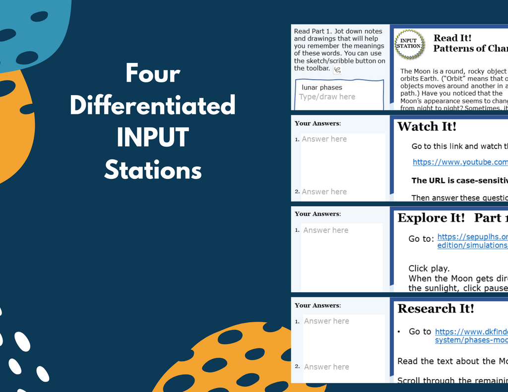 Patterns of Change - The Moon - Student-Led Station Lab - 4th Grade