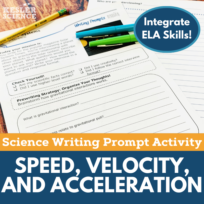 Writing Prompts - Speed, Velocity, & Acceleration - MS 6-8