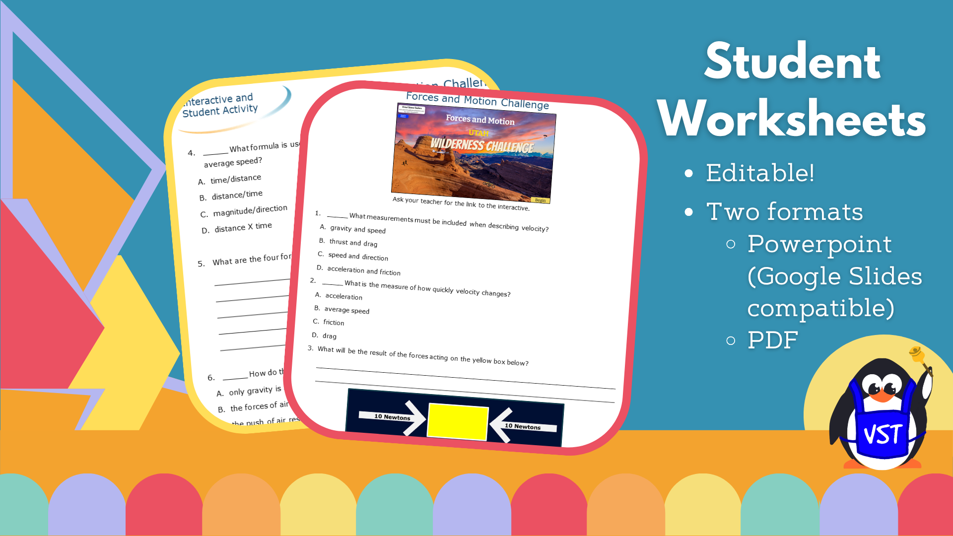 Force & Motion Challenge - Worksheet with Crossword - VST