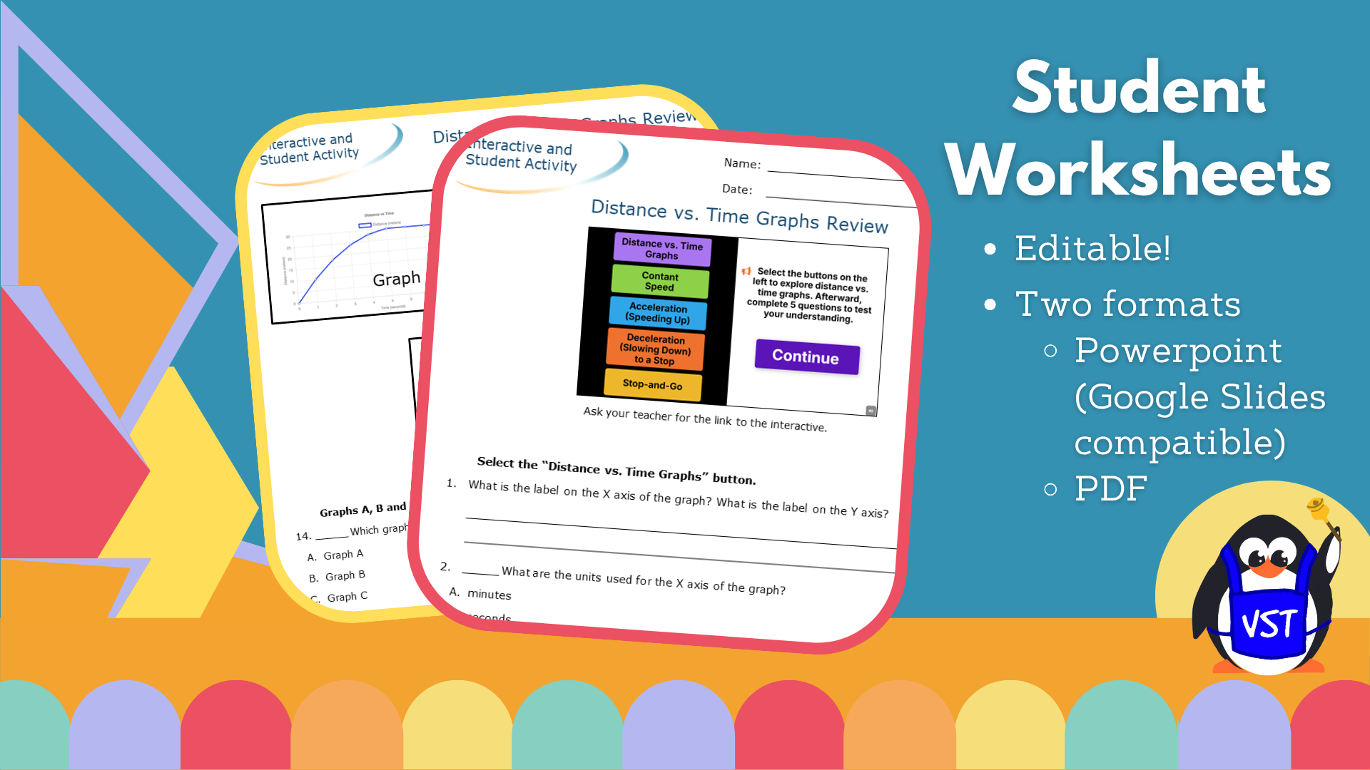 Distance vs Time Graphs Review - Worksheet - VST