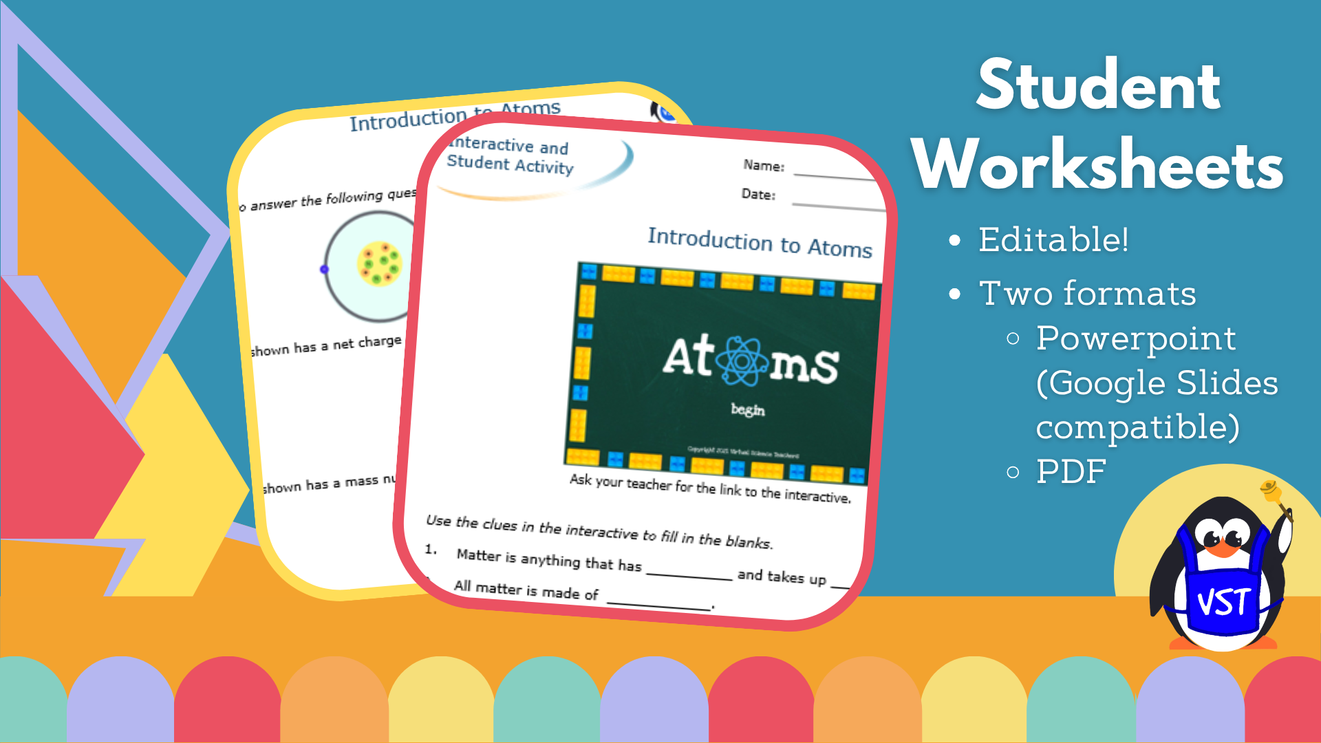Atoms Intro Worksheet & Crossword - VST