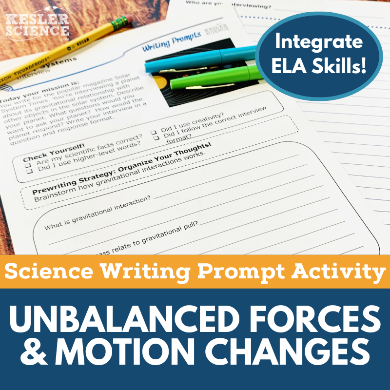 Writing Prompts - Unbalanced Forces & Motion Changes - MS 6-8