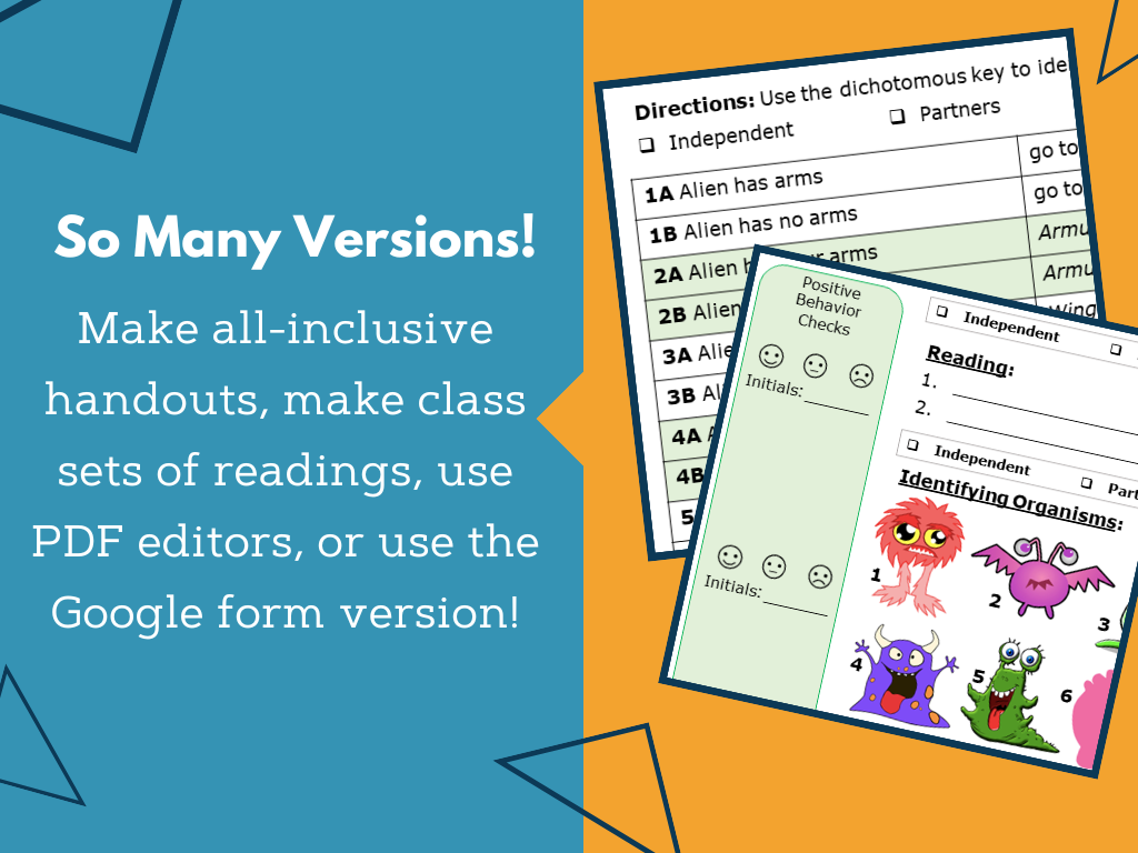 MS 6th 7th 8th - Dichotomous Keys - Sub Plans