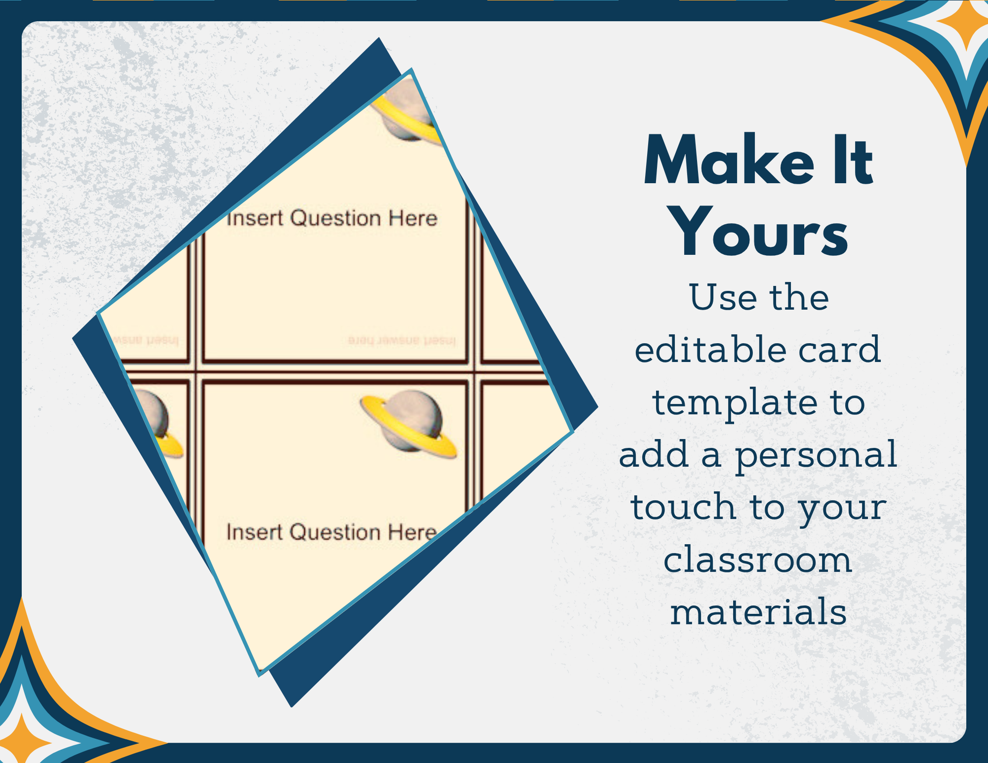 Space-themed Game Board with Editable Cards